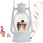 Christmas Snow Globes Lighted Snowman Cardinal Gift with Music & Time Snowman Snow Globe Glittering Christmas Decorations Holiday Home Decor White