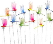 12 Pieces Dragonfly Garden Decor 3D Dragonfly Garden Stakes 4Colors Ideal for Garden Decorations and House Warmings CHOUYUHE