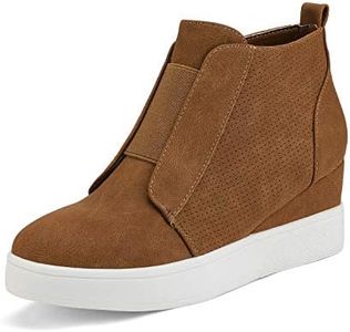 DREAM PAIRS Womens Platform Wedge Sneakers Ankle Booties Tan Size 9.5 M Us Wedge-Snkr-1