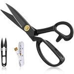 Left-Handed Sewing Scissors 10 Inch(25.5cm) - Fabric Dressmaking Shears, Lefty Tailor's Scissors for Cutting Fabric, Leather, Clothes, Paper, Raw Materials (Left-Handed, Black-10)