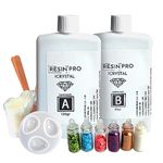 Resin Pro Epoxy Resin Kit - 180gr Crystal Clear, 60hr Hardener | Suitable for Beginners | Easy 2:1 Ratio | Quick Demould | Pigments, Glitters, Mixing Sticks, Cups | Ideal for Art, Crafts, Jewelry