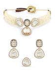 ZAVERI PEARLS Gold Tone Dazzling Stones & Austrian Diamonds Choker Necklace Earring & Ring Set For Women-ZPFK16768