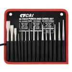 C&T 16-Piece Punch and Chisel Set with Storage Pouch, Including Taper Punch, Cold Chisels, Pin Punch, Center Punch, Chrome Vanadium Steel