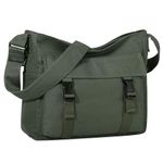 Canvas Messenger Bag,Lightweight Large Casual Crossbody Shoulder Hobo Bag for Women Men Work/Travel/College Green