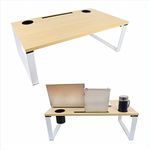 Isomars Bed Desk/Floor Desk Laptop Study Table for Work from Home, Online Classes, Card Games and Kid's Activities (Wooden - Extra Large)