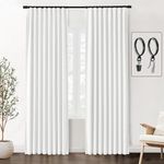 SHINELAND White Curtains 120 Inches Long 2 Panels Set,Blackout Back Tab Pleated Soundproof Noise Cancelling Reducing Curtain Drapes for Living Room Track System Hooks with Clips,10 FT Length