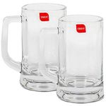 Treo by Milton Munich Cool Glass Beer Mug, Set of 2, 359 ml Each, Transparent Glasses for Beer, Drinks, Cocktail