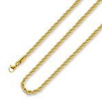 Monily 18k Real Gold Plated Rope Chain 2.5mm 5mm Stainless Steel Men Chain Necklace Women Chains 16 Inches 36 Inches, No Gemstone
