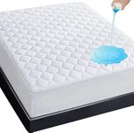 Extra Deep Quilted Waterproof Mattress Protector - Highly Absorbent Hotel Quality Bedding Pad Cover - Breathable Hypoallergenic Ultra Soft Fitted Bed Toppers Single Double Super King Size (King)