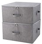 Stacked Folding Storage Box with Lid, Compatible for Ikea Kallax Closet, Dark Gray, 2 pcs