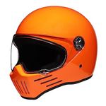 Woljay Vintage Full Face Motorcycle Helmet Helmets Jet Moto Cruiser Scooter Unisex Adult DOT Approved (Large,Orange)