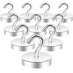 Neosmuk Magnetic Hooks,80lb Heavy Duty Earth Magnets with Hook for Refrigerator, Extra Strong Cruise Hook for Hanging, Magnetic Hanger for Cabins, Grill(10 Pack)