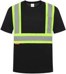 ProtectX High Visibility Long Sleeve Shirts Reflective Hi Vis Safety Shirts for Men Class 2 Work Shirts for Construction Warehouse 1 Pack Black Short Medium