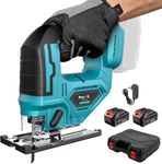 XOYO PRO-X Cordless Jig Saw Machine | Brushless Motor | 21X2 Dual Rechargable Battery | Variable Speed | Bevel Angle (0°-45°) | 3 Position Orbital Setting for Straight/Curve/Circle/Cutts