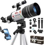 Telescope for Beginners & Kids, 70mm Aperture Refractor Astronomy Telescope with 300mm Focal Length, 15X-150X Magnification, Includes Full Accessory Kit & Tripod, Phone Adapter, Wireless Remote