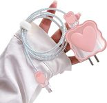 Meyaar 5 in 1 Cable Protector for iPhone 18W/20W USB-C Charger with 3D Heart Wave Design,Clear Soft Phone Charging Protective Case Data Line Cover Cute Cable Saver for iPhone (Pink)