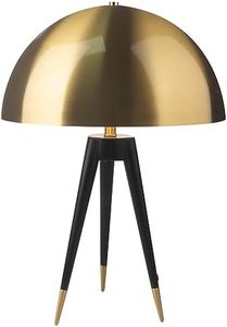 Soutas Brass Table Lamp Mid Century Gold Dome Table Lamp 21" Tall Bedside Table Lamps Metal Mushroom Lamp 2 Bulb Black Tripod Desk Lamps for Bedroom Living Room Office Side Table