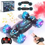 Remote Control Car Hand Controlled Gesture RC Stunt Car with Spray & Lights & Music for Kids 6-13 Years Old, 4WD 2.4GHz Off-Road Vehicle 360° Double Sided Rotation Crawler Toy Car Gifts for Boys Girls