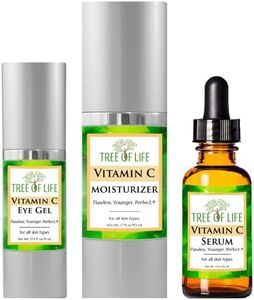 Tree of Life Vitamin C Serum for Face w/ 1.7 Oz Moisturizer Cream & 0.5 Oz Eye Gel - Skin Care Trio Serums to Brightening Dark Spot, Smooth Dry & Sensitive Skin, Anti-Aging, Wrinkles
