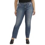 Silver Jeans Co. Women's Plus Size Suki Mid Rise Curvy Fit Straight Leg Jeans, Med Wash Eae389, 16 Plus