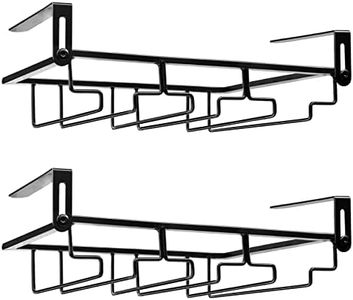 MERYSAN 2PCS Porta Bicchiere da Vino Sospeso Rack per Calici, Portabicchieri Sospeso Senza Viti, Portabicchieri Supporto, Porta Calici da Parete, per Bar Cucina Wine Cabinet (Nero 3)