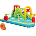 BOUNTECH Inflatable Water Slide, Mega Waterslide Park for Kids Backyard Family Fun with GFCI 550w Blower, Climbing Wall, Blow up Water Slides Inflatables for Kids and Adults Outdoor Party Gifts