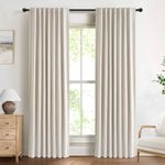 DEFYNEE 100% Blackout Curtains for Bedroom, 50 x 84 Inch Drop, Back Tab/Rod Pocket, Thermal Insulated Curtains with Coating Back Layers, for Room Darkening Privacy Protection, 2 Panels, Cream