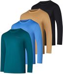 4 Pack:Men’s Long Sleeve Pocket T-Shirt Workout Quick Dry Crew UPF Sun Fishing Dri Fit Gym Tee Athletic Active Performance Casual Wicking Exercise Running Cool Sport Training Undershirt Top- Set 10,M