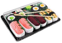 Rainbow Socks - Woman Man Sushi Socks Box Tamago Tuna 3x Maki - 5 Pairs - Size 4-7