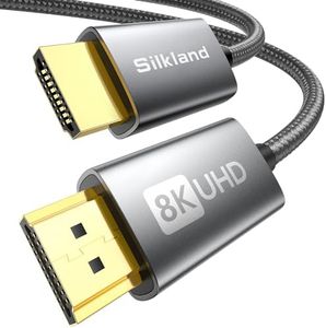 Silkland 8K HDMI 2.1 Cable 1M, High Speed HDMI Cables 48Gbps for Monitor, 8K@60Hz, 4K@120Hz High Speed HDMI Cord for Gaming, ARC/eARC, HDR10, HDCP 2.2&2.3 for Roku TV, Xbox, PS5/4, Laptop, Soundbar