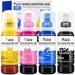 Printers Jack 4x100ml Sublimation Ink Auto Refill for Epson Supertank Printers ET-2720 ET-4700 ET-2760 ET-3760 ET-4760 ET-2700 ET-2750 ET-4750 L3110 L3150 /Upgrade Version/Free ICC Printing