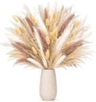 Der Rose 100 Pack 43cm Natural Dried Pampas Grass Plant with Bunny Tail Dried Flowers Bouquet Artificial Grass for Wedding Table Decoration Boho Home Decor