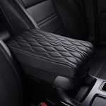 CISSIYOG Car Armrest Pad, Car Center Console Cover Pad Leather Auto Armrest Cover, Universal Arm Rest Cushion Pads for Most Vehicle, SUV, Truck, Car - Black