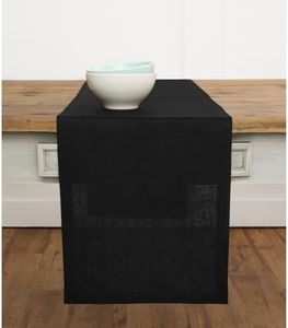 Solino Home Linen Black Table Runner 156 Inches Long - 100% Pure Linen Extra Long Table Runner 14 x 156 Inch - Fete