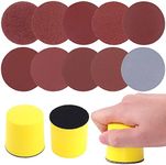 Glarks 102Pcs 2 Inch Hook and Loop Hand Sanding Block Round Sanding Pad Hook Backing Plate with 100Pcs Hook and Loop Sanding Disc Set for Craft, Woodworking, Furniture Repairing (2 Inch)