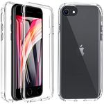 BESINPO for iPhone SE 2022 (SE 3rd Generation) Case, iPhone SE 3/SE 2020/8/7/6s/6 Case, 360 Full Body Built-in Screen Protector Heavy Duty Shockproof Cover for iPhone 8 7 6 6s SE 2022/2020 4.7 inch , Transparent