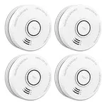 LSHOME 4Pack Smoke Detector Fire Alarms 9V Battery Operated Photoelectric Sensor Smoke Alarms Easy to Install with Light Sound Warning, Test Button,9V Battery Included Fire Safety for Home Hotel