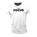 GYMTIER Motivation Focus Men's Gym T-Shirt Bodybuilding Training Workout Lifting Top Clothing, White, L