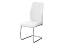 Monarch Specialties I 1075 Dining Chair, Set of 2, Side, Upholstered, Kitchen, Dining Room, Pu Leather Look, Metal, White, Chrome, Contemporary, Modern