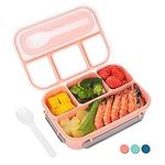 Bento Box,Bento Box Adult Lunch Box, Lunch Box Containers for Toddler/Kids/Adults, 1300ml-4 Compartments&Fork, Leak-Proof, Microwave/Dishwasher/Freezer Safe, Bpa-Free (Pink)