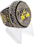 noblehead Fantasy Football Ring 2023 | Heavy FFL Championship Ring 2023 | Gold Silver Tone Plated Award Tropjy for Fantasy Football League Winner, size 11, Metal, White Diamond