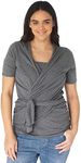 Kindred Bravely Organic Cotton Skin to Skin Wrap Top | Kangaroo Shirt for Mom and Baby (Grey Heather, Medium)