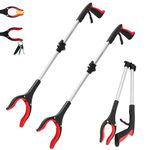 2-Pack 32" heavy duty FDA registered GrabRunner Reacher Grabber with Strong Magnetic Heavy Lifting 5LBS (Red）