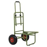 Oxbridge Folding Pike Carp Fishing Trolley Heavy Duty Seat Box Barrow, Green