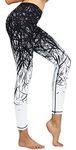 COOLOMG Women's Yoga Long Pants Compression Drawstring Running Tights Non See-Through Leggings Black Forest Adults Large