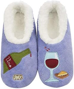 Slumbies! Womens Slippers - Indoor Slippers for Women - Comfortable House Slippers for Women - Fuzzy Slippers - Pairables - Wine O'Clock - Large