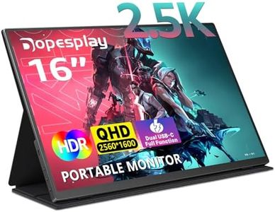 Dopesplay 2.5K 16 Inch Portable Monitor for Laptop 2560 * 1600 100% sRGB Comupter Gaming Display with HDR USB C HDMI, Ideal for Travel, Second, Extend Screen