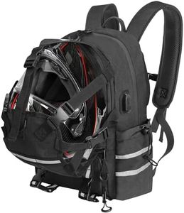 JLDTOP Motorcycle Helmet Backpack Waterproof Oxford Motorcycle Backpack with Helmet Holder Reflective Strips USB Charging Port Large Capacity 20L Motorcycle Bag for Men Women Riding Commuting Travel