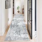 Homcomodar Abstract Runner Rug for Hallways 65x240cm Modern Rug Runners Faux Wool Carpet Runner for Kitchen Soft Bedroom Rug Non Shedding Throw Rugs for Bedroom Laundry Besides