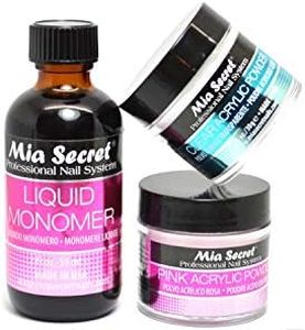 Mia Secret SECRET 2oz LIQUID MONOMER + 1oz CLEAR + 1oz PINK ACRYLIC POWDER NAIL ART